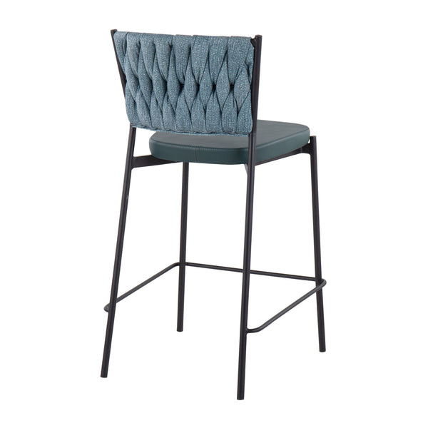 English Elm Contemporary Braided Sea Green Upholstered Counter Stools for Kitchen Islands Set of 2 B202P221683