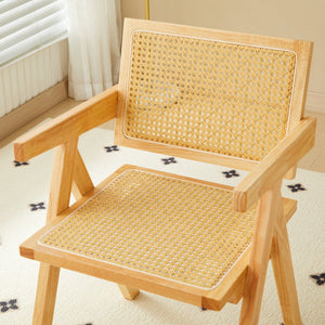 English Elm 2 Dining Chairs - Elegant Rubberwood With Hand-Woven Rattan, Versatile For Dining & Living Spaces W2720P237603