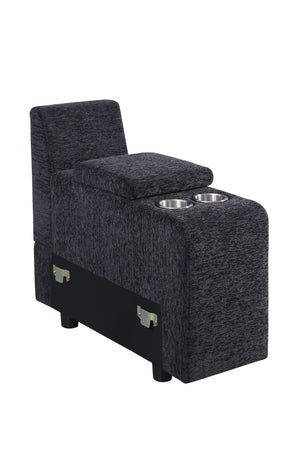 English Elm Modern Flannel Velvet Modular Sectional with Reclining Seats Usb Console Ottomans Dark Gray B2730S00044