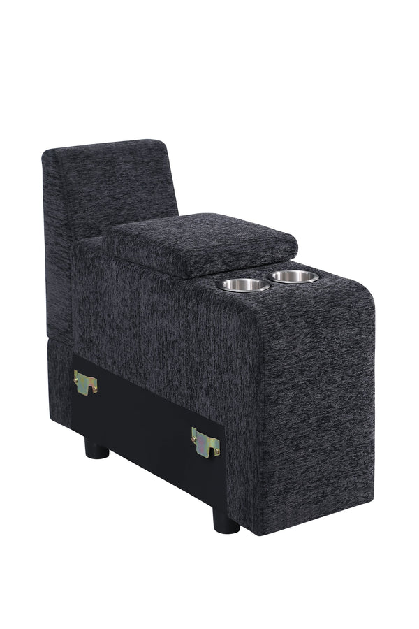 English Elm Modern Flannel Velvet Modular Sectional with Reclining Seats Usb Console Ottomans Dark Gray B2730S00044