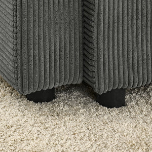 English Elm L-Shaped 4-Seat Corduroy Sofa With Ottoman & Storage, Deep Seat, Cup Holders, Modern Grey Comfort W1117S00216