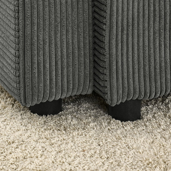 English Elm L-Shaped 4-Seat Corduroy Sofa With Ottoman & Storage, Deep Seat, Cup Holders, Modern Grey Comfort W1117S00216