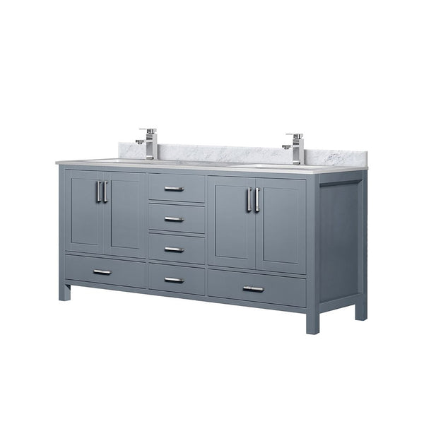 English Elm Dark Grey 72 in Double Bath Vanity with Carrara Marble Top, Soft-Close Drawers, Chrome Faucet Set and Ample Storage B2731P259102