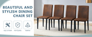 English Elm Four Modern Upholstered Dining Chairs Brown Faux Leather Foam Cushion Metal Legs W1151P359268