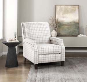 English Elm Push Push-back Recliner Chair Off-White Self-Reclining 300lb Capacity Nailhead Trim Cozy Seat B011P359598