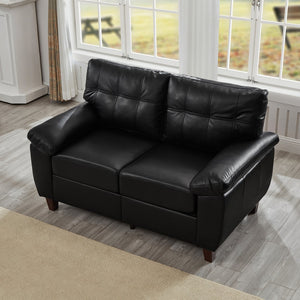 English Elm 59" Club Style Tufted Pu Leather Loveseat with Hidden Storage and Wide Padded Armrests Black W1097S00243