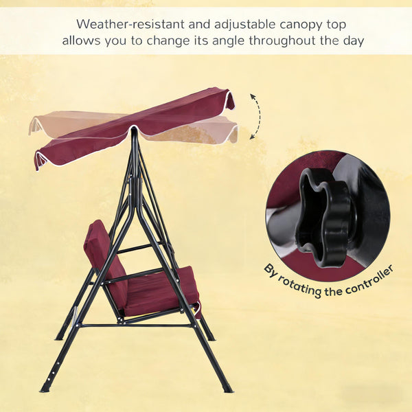 English Elm Stable 3 Person Porch Swing with Canopy Powder Coated Steel Frame Outdoor Patio Bench T3971P445984