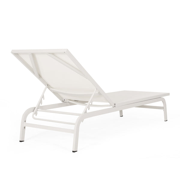 English Elm Christopher Knight Home® - FINN Chaise Lounge Set for Outdoor Patio – Aluminum Frame, Breathable Nylon Mesh, Handcrafted Comfort White 71041.00WHI