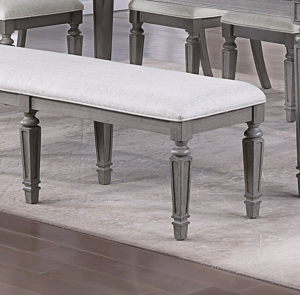 English Elm Light Grey Upholstered Dining Bench with Foam Cushion Rubberwood Frame Seats Two B011P287309