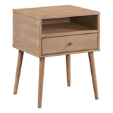 OSP Home Furnishings Rena 1-Drawer Side Table with Shelf Ash