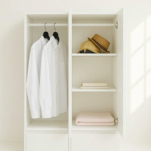 English Elm Elise Slim Modular Wood Closet Cabinet with Mirror — Tall White Melamine Organizer, Durable, Easy Assembly, Ample Storage B040P311967