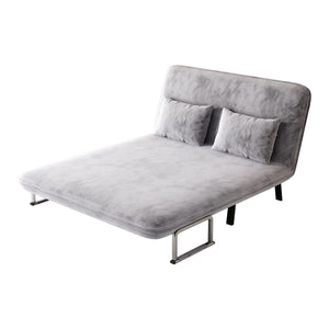 English Elm velvet 55″ Convertible Chair Bed with 18.1" Height, Tri-Fold Sleeper Sofa, Plush Light Gray Comfort W1767P145839