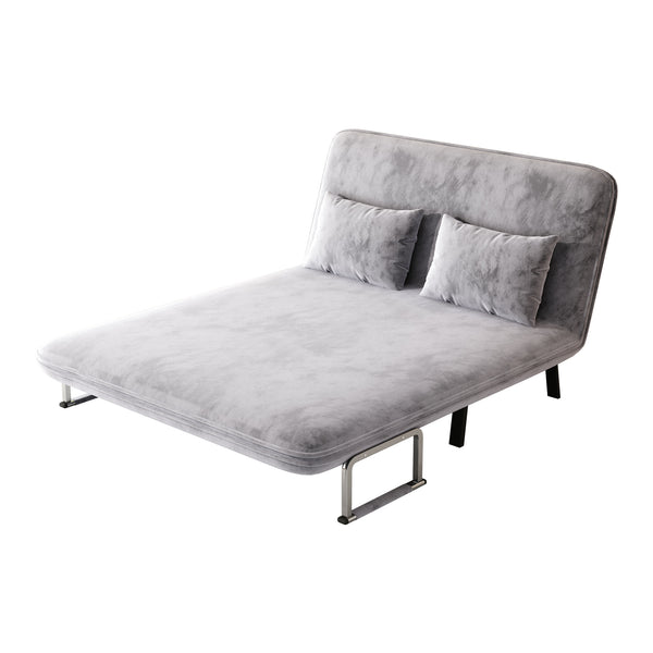 English Elm velvet 55″ Convertible Chair Bed with 18.1" Height, Tri-Fold Sleeper Sofa, Plush Light Gray Comfort W1767P145839