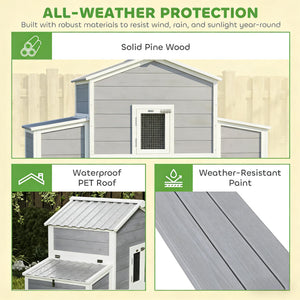 English Elm Wooden Pine Backyard Chicken Coop with Enclosed Run Nesting Boxes and Galvanized Tray T3971P481641