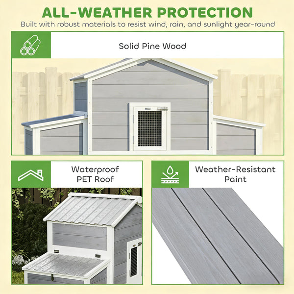 English Elm Wooden Pine Backyard Chicken Coop with Enclosed Run Nesting Boxes and Galvanized Tray T3971P481641