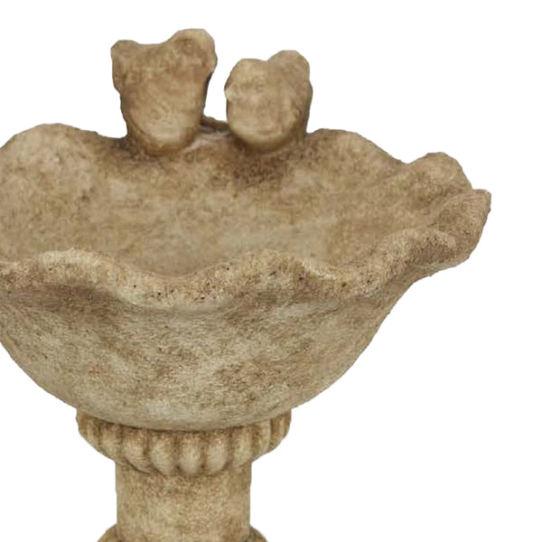 English Elm Ivina Terracotta Bird Bath Feeder Rustic Garden Ornament with Scalloped Basin Brown B056P416950