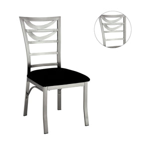 English Elm Contemporary Oval Back Dining Chairs Set of 2 with Padded Microfiber Seats, Powder-Coated Metal Frame, Sleek Design Black,Silver 42 L x 21 W x 10 H B011P232977