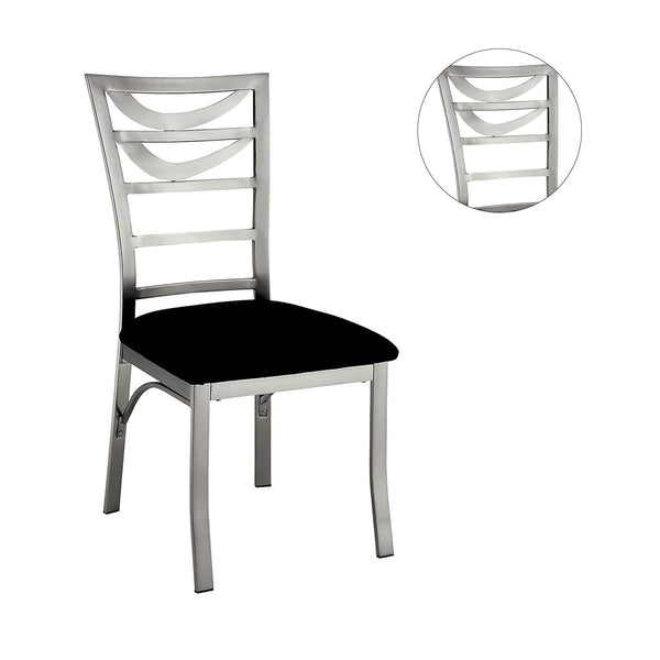 English Elm Contemporary Oval Back Dining Chairs Set of 2 with Padded Microfiber Seats, Powder-Coated Metal Frame, Sleek Design Black,Silver 42 L x 21 W x 10 H B011P232977