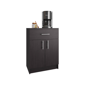 English Elm Pantry Black Wengue Organizer Cabinet 33" H with Drawer, 2 Shelves & Doors — Compact Eco-Friendly Storage B097P296809