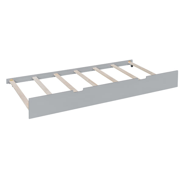 English Elm Full Over Bunk Bed with Twin Trundle Solid Pine Frame Gray Convertible LT100204AAE