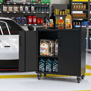 English Elm Heavy-duty Steel Garage Cabinet on Wheels with Locking Doors and Adjustable Shelves T2398P223005