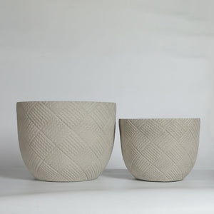 English Elm Round Handcrafted Concrete Planter Set Textured Matte Finish Patio Entryway Garden W347P449331