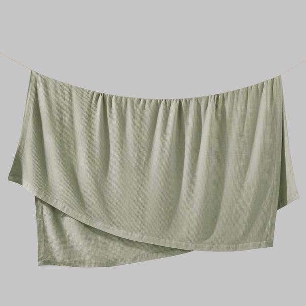 JLA Home Madison Park - Blanket — Ultra-Soft Egyptian Cotton Throw for Bed or Sofa, Breathable, Durable, Machine-Washable, Timeless Cozy Style Sage Green MP51N-8847