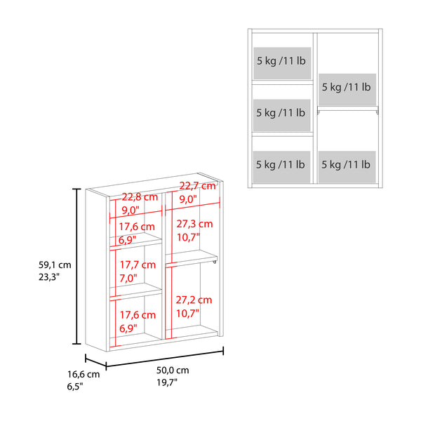 English Elm Quintana Mirror Medicine Cabinet Wall-Mounted with 1 Door & 4 Open Shelves, Kronos White, Space-Saving B200P335368