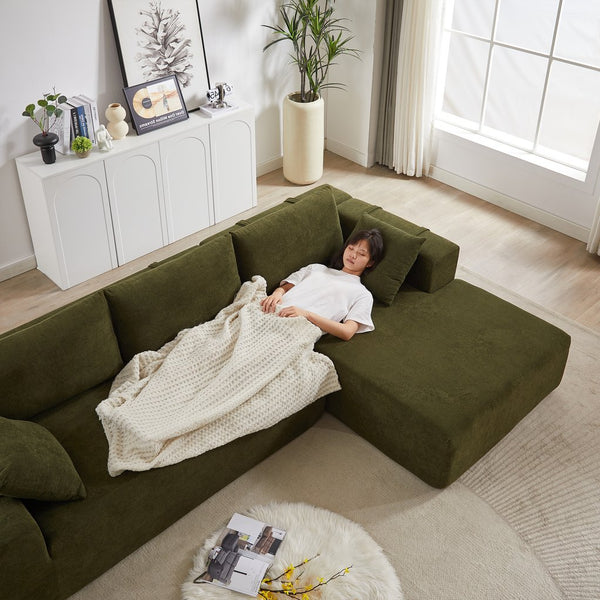 English Elm Modern Chenille Modular Sectional Sofa Set - L-Shaped Couch With 6 Pillows For Cozy Living Room Style W834S00395