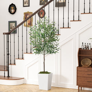 English Elm Artificial Olive Tree 6Ft In Pot With Faux Moss - Elegant Décor For Home & Office, Low Maintenance T3210P298176