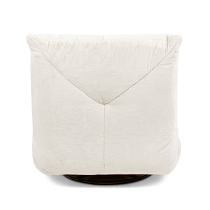 English Elm Jennifer Taylor Home - Rearden Oversized 35.5" Swivel Glider Recliner Chair in Pearl White Faux Sherpa Fur with Storage Pocket B2719P238499