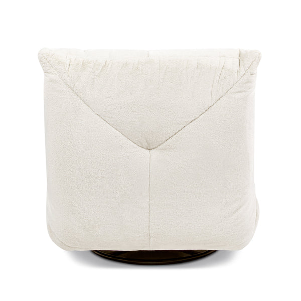 English Elm Jennifer Taylor Home - Rearden Oversized 35.5" Swivel Glider Recliner Chair in Pearl White Faux Sherpa Fur with Storage Pocket B2719P238499