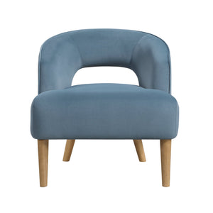 English Elm Luxury Velvet Barrel Accent Chair with Plush Pocket Coil Seat and Solid Wood Legs, Stylish Comfort Blue 27.5 L x 26.5 W x 22 H B011P308022