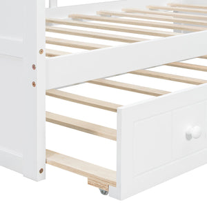 English Elm Twin Canopy Daybed with Pull Out Trundle Pinewood Frame for Kids or Guest Rooms N708P373423K