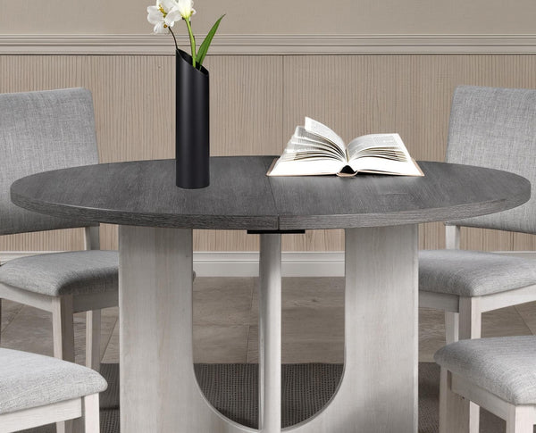 English Elm Classic Round Pedestal Dining Table Rubberwood Matte Finish Seats Four Modern Home Gray B2741P421159