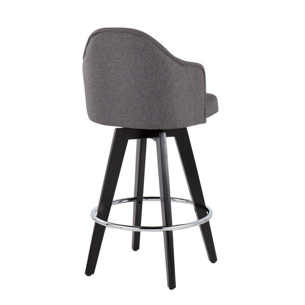 English Elm Ahoy 26" Contemporary Fixed-Height Counter Stools With Grey Fabric Seat & Chrome Footrest - Set Of 2 B202S00161