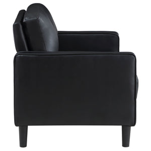 English Elm Weld Black Faux Leather Sofa Loveseat and Chair Set Mid-century Modern Living Room B062S01658