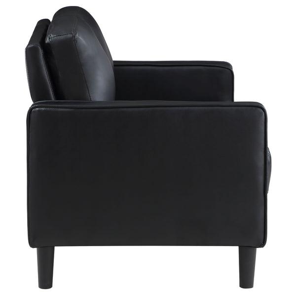 English Elm Weld Black Faux Leather Sofa Loveseat and Chair Set Mid-century Modern Living Room B062S01658