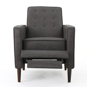 English Elm Christopher Knight Home® - Fabric Recliner Chair Mid-Century Modern Pushback Single Sofa with Tufted Cushion, Birch Legs, Cozy Comfort Slate 60741.00MF