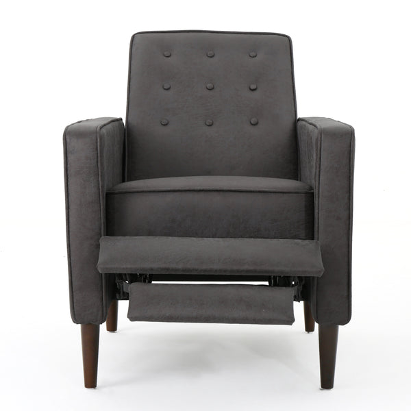 English Elm Christopher Knight Home® - Fabric Recliner Chair Mid-Century Modern Pushback Single Sofa with Tufted Cushion, Birch Legs, Cozy Comfort Slate 60741.00MF