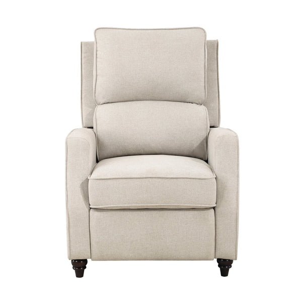 English Elm Beige Loveland Push-Back Recliner Chair with Textured Fabric, Dark Wood Legs, Transitional Comfort B011P395861