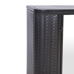 English Elm Black Wall-Mounted Bathroom Cabinet with Mirror, 2 Doors, Open Shelf & Steel Frame for Vanity Spaces W3122P272846