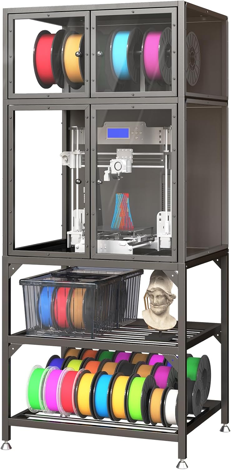 English Elm 3d Printer Cabinet Acrylic Doors Metal Frame Filament Spool Storage Studio Office W3190P305793