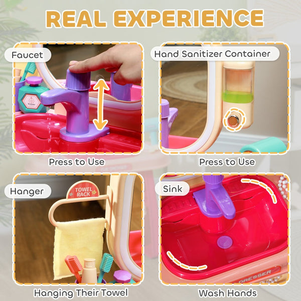 English Elm Qaba Kids Vanity Set - Interactive Toddler Makeup Table With Led Lights, Music & 23 Fun Accessories W2225P249754-GIGA