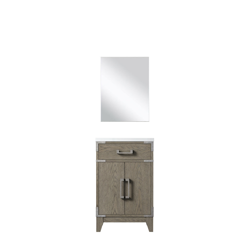 English Elm Grey Oak Single Bath Vanity Set With Acrylic Countertop & Mirror - Ideal For Small Spaces! B2731S01450