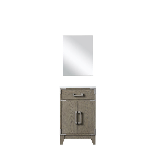English Elm Grey Oak Single Bath Vanity Set With Acrylic Countertop & Mirror - Ideal For Small Spaces! B2731S01450