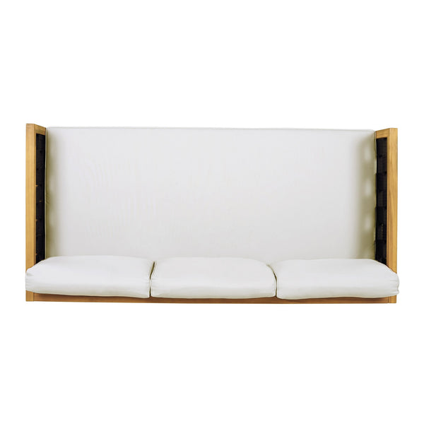 English Elm 2-piece Acacia Wood Outdoor Daybed and Coffee Table Set Resort Coastal Style N770P378689L_N770P373436L