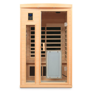 English Elm Low Emf Hemlock Two Person Far Infrared Sauna with Glass Door Heating Panels W632P501519
