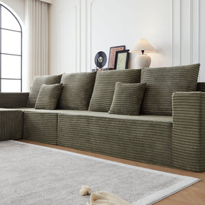 English Elm Deep Seat Corduroy Modular Couch With Cup Holders - Effortless Comfort, No Assembly, Stylish Design! W848S00057