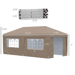 English Elm Outsunny 10' X 19.5' Adjustable Pop-Up Canopy Tent With Sidewalls, Uv30+ Protection, Wheeled Bag W2225P217652-GIGA